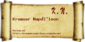 Kremser Napóleon névjegykártya